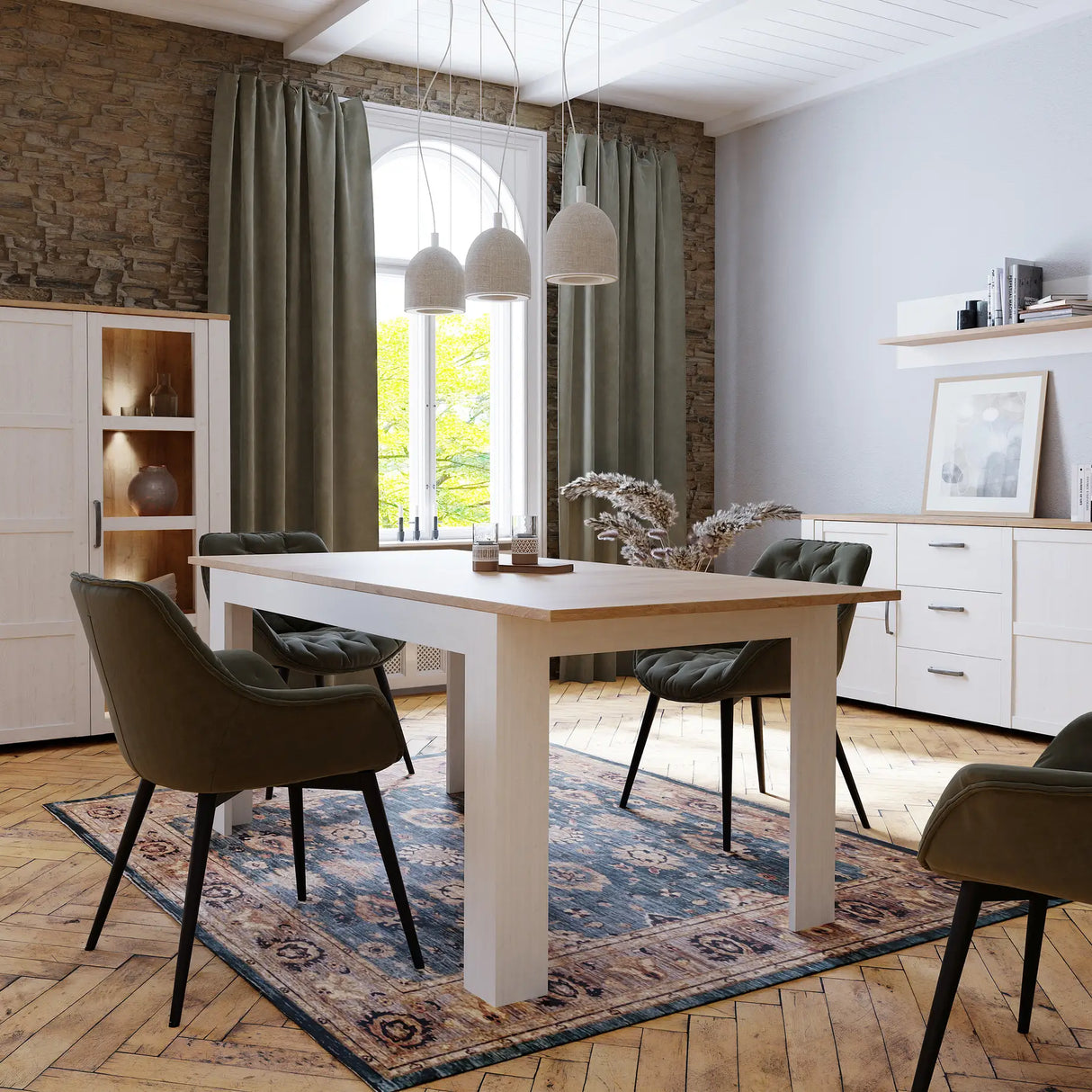 Bohol Extending Dining Table 160 to 207cm in White and Oak