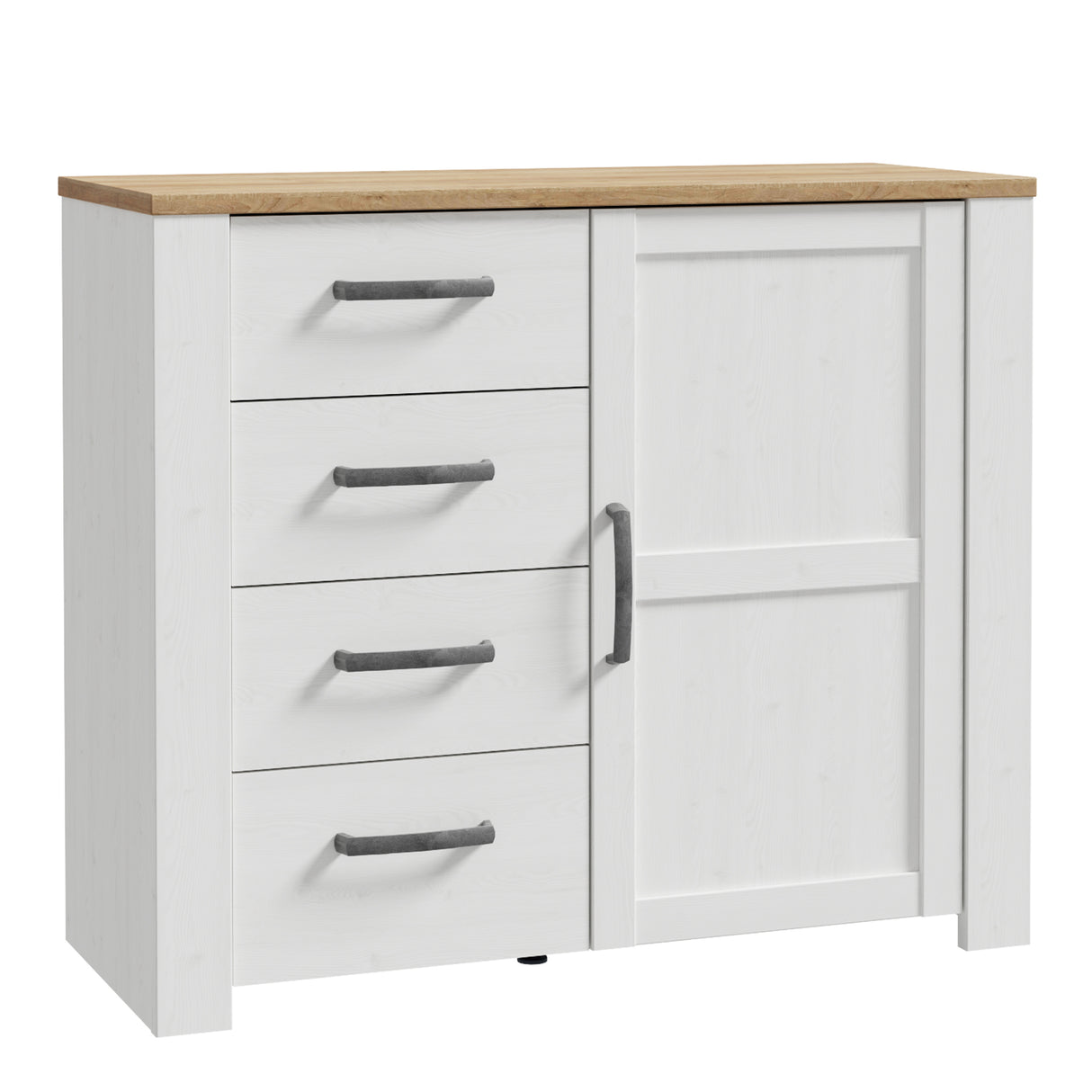 Bohol 1 Door 4 Drawer Chest in White/Riviera Oak