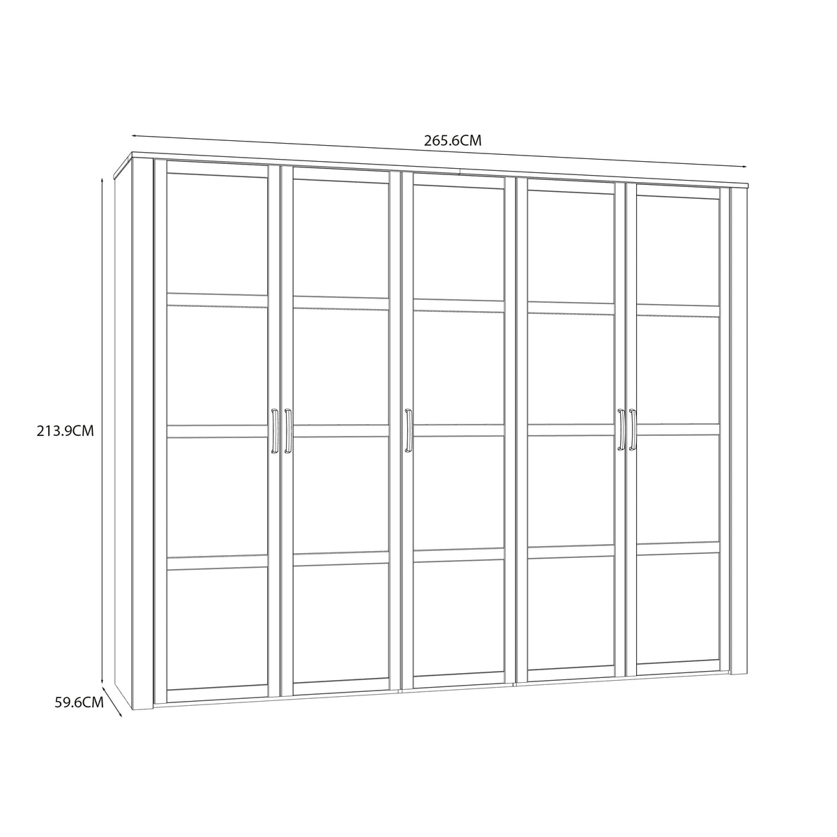 Bohol 5 Door Wardrobe in White/Riviera Oak