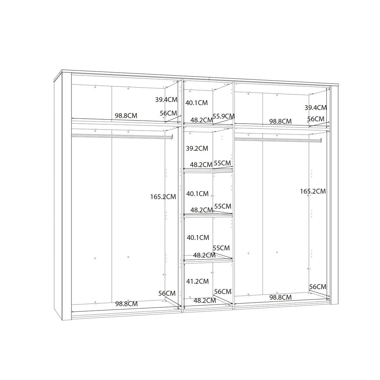 Bohol 5 Door Wardrobe in White/Riviera Oak
