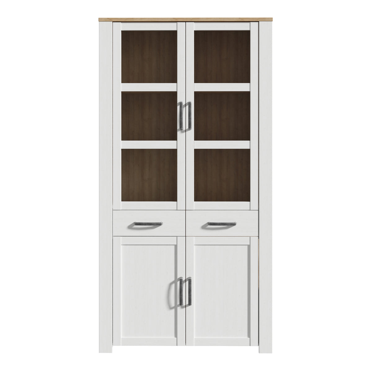 Bohol Display Cabinet 4 Door 1 Drawer in Oak/Riviera Oak