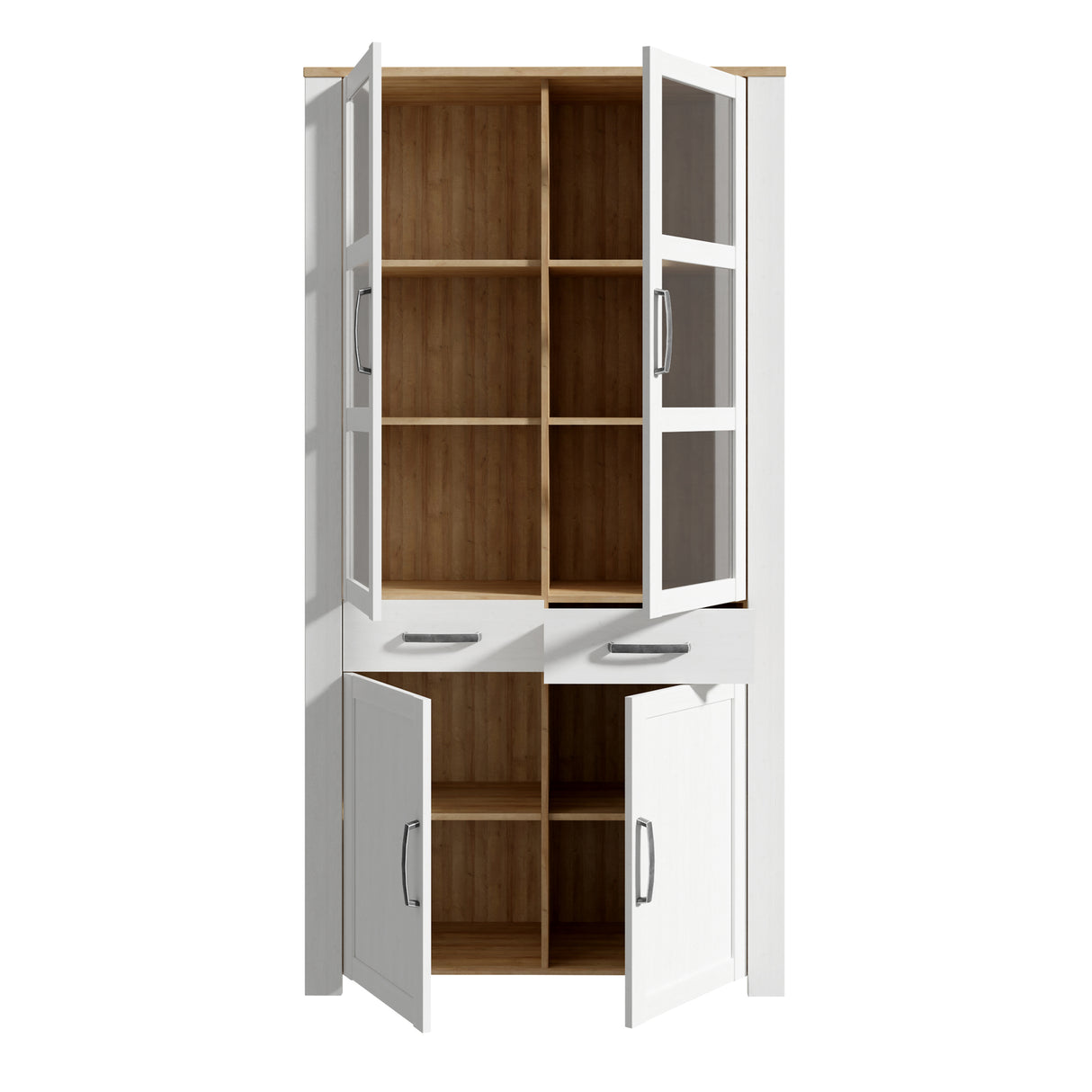 Bohol Display Cabinet 4 Door 1 Drawer in Oak/Riviera Oak