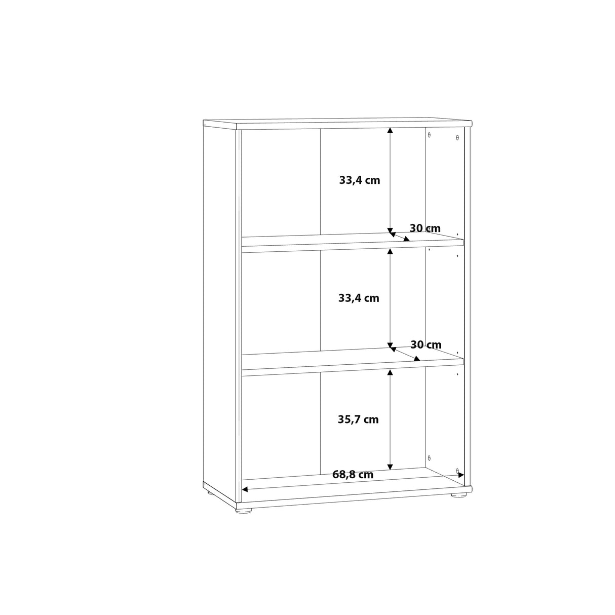 Essential Tall Wide 2 Shelf Bookcase in Vintage Oak