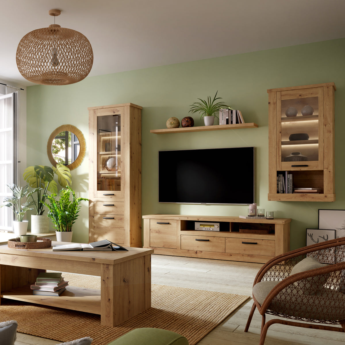 Corona 140cm Wall Shelf in Artisan Oak