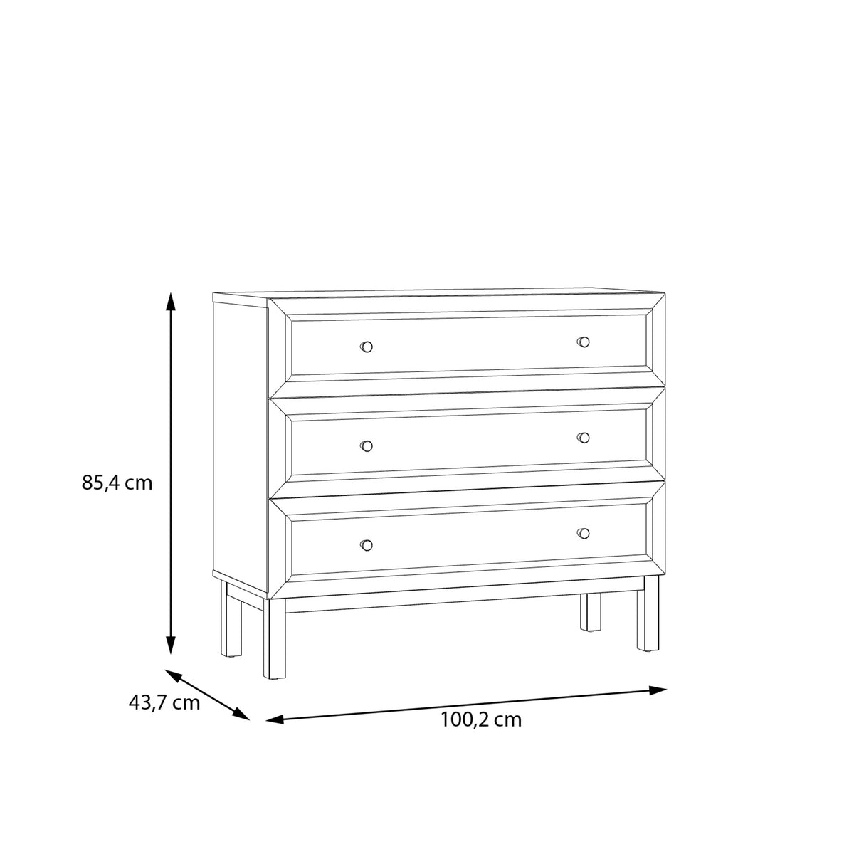 Wensley 3 Drawer Chest in Light Grey and Oak