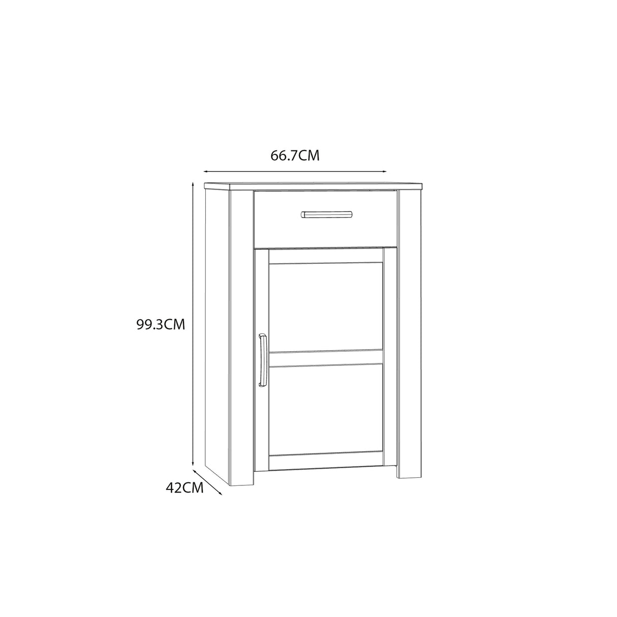 Bohol 1 Door 1 Drawer Shoe Cabinet in White/Riviera Oak