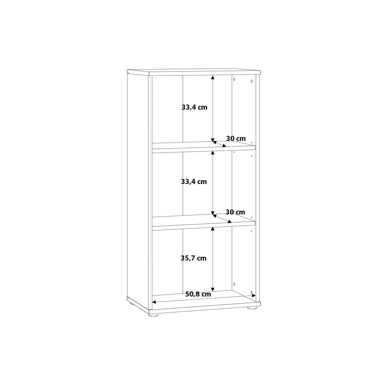 Essential Tall Narrow 2 Shelf Bookcase in Vintage Oak