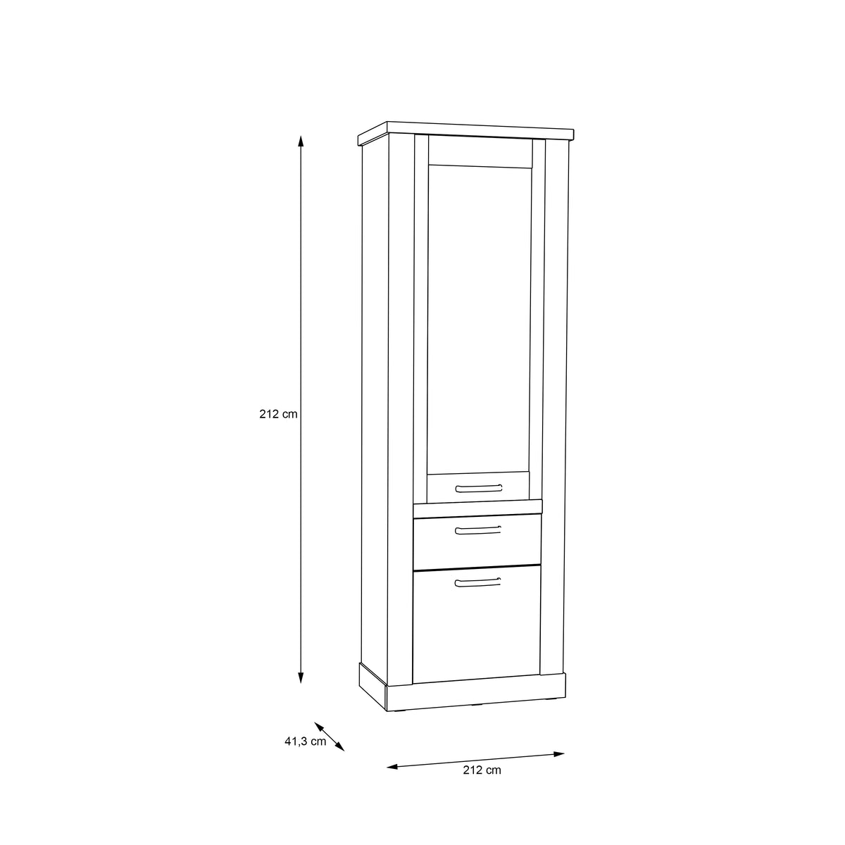 Corona 2 Door 1 Drawer 3 Shelve Narrow Display Cabinet in Artisan Oak