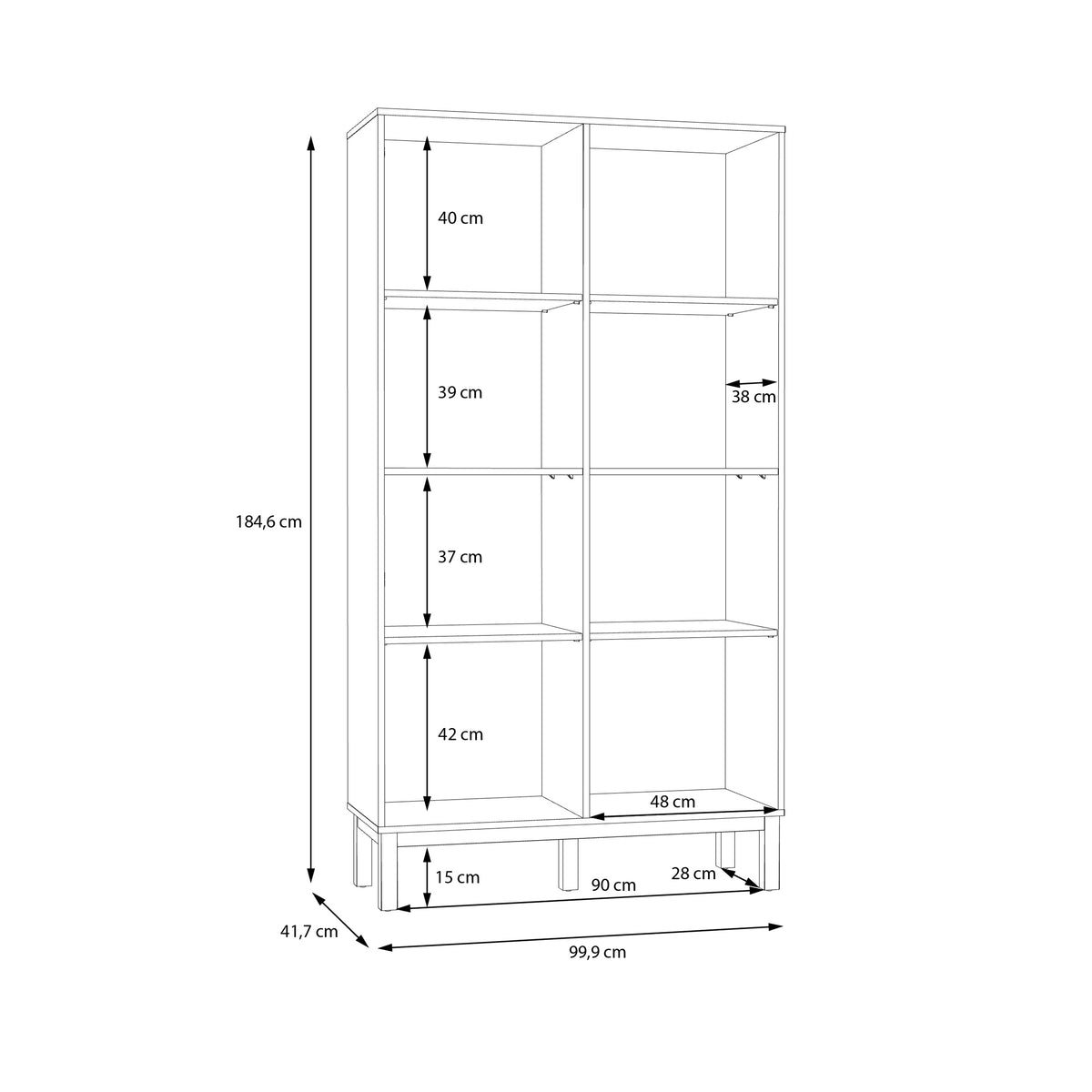 Wensley Display Cabinet with 1 Door and 1 Glass Door in Light Grey and Oak