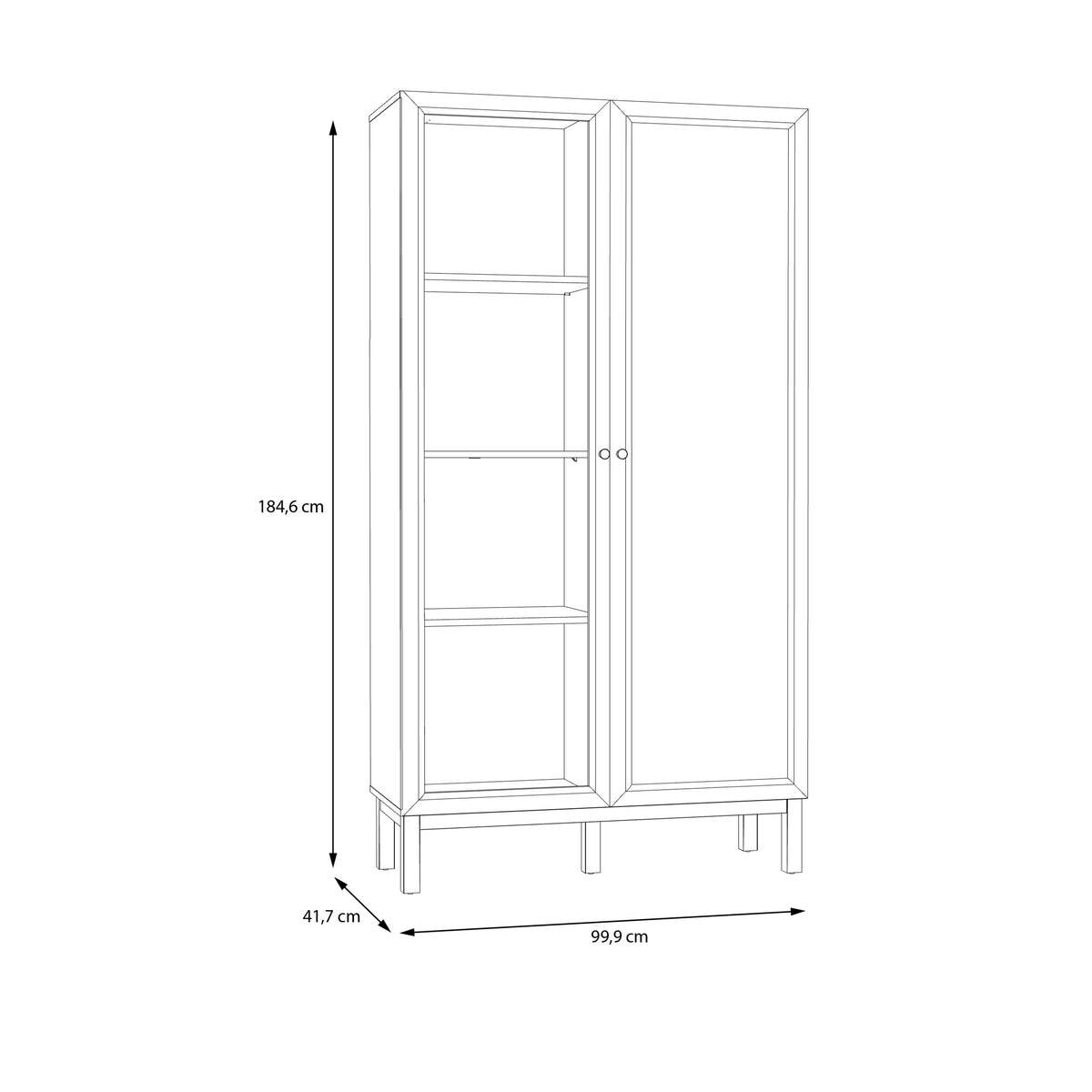 Wensley Display Cabinet with 1 Door and 1 Glass Door in Light Grey and Oak inc LED Lighting