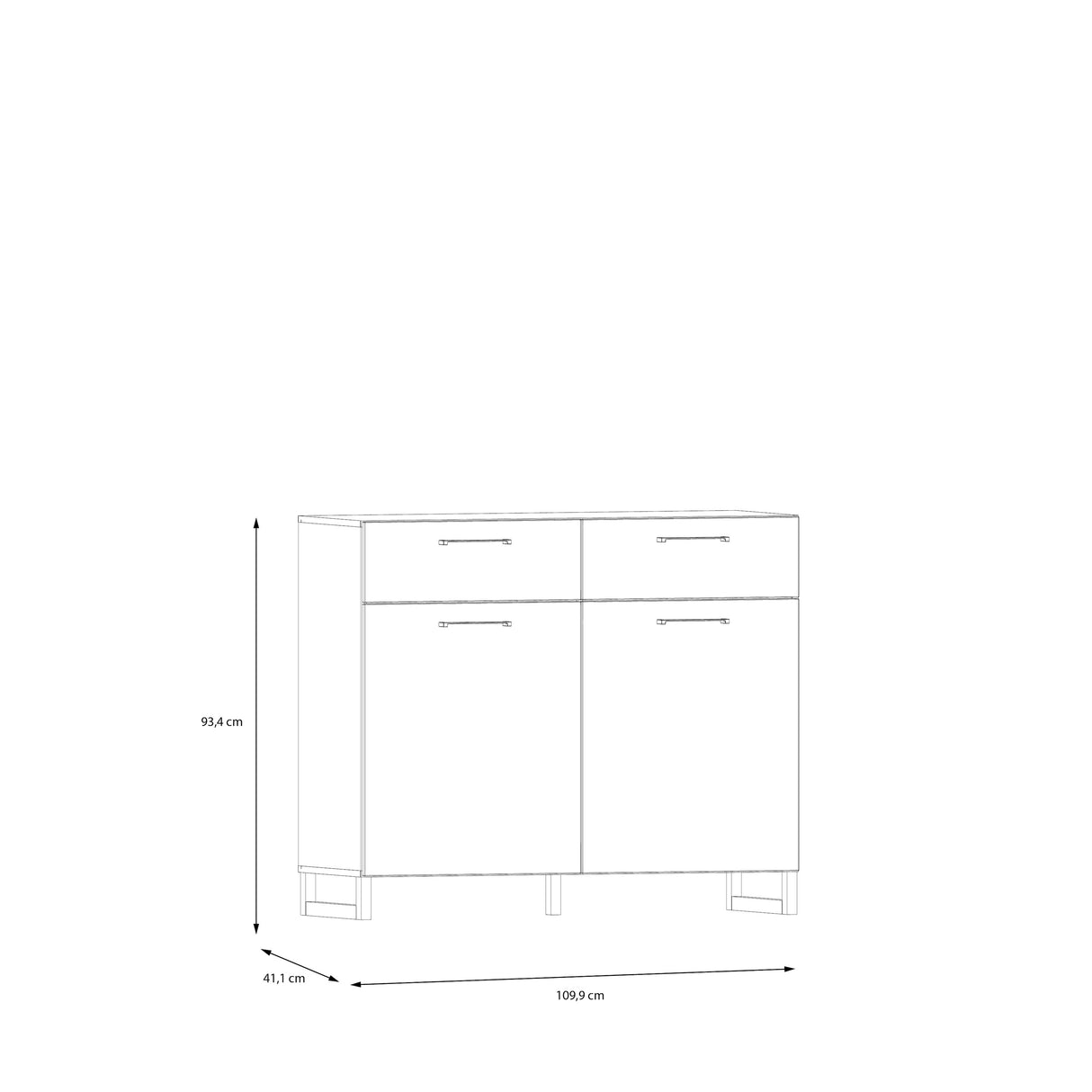 Sali 2 Door 2 Drawer Chest in Sage Green