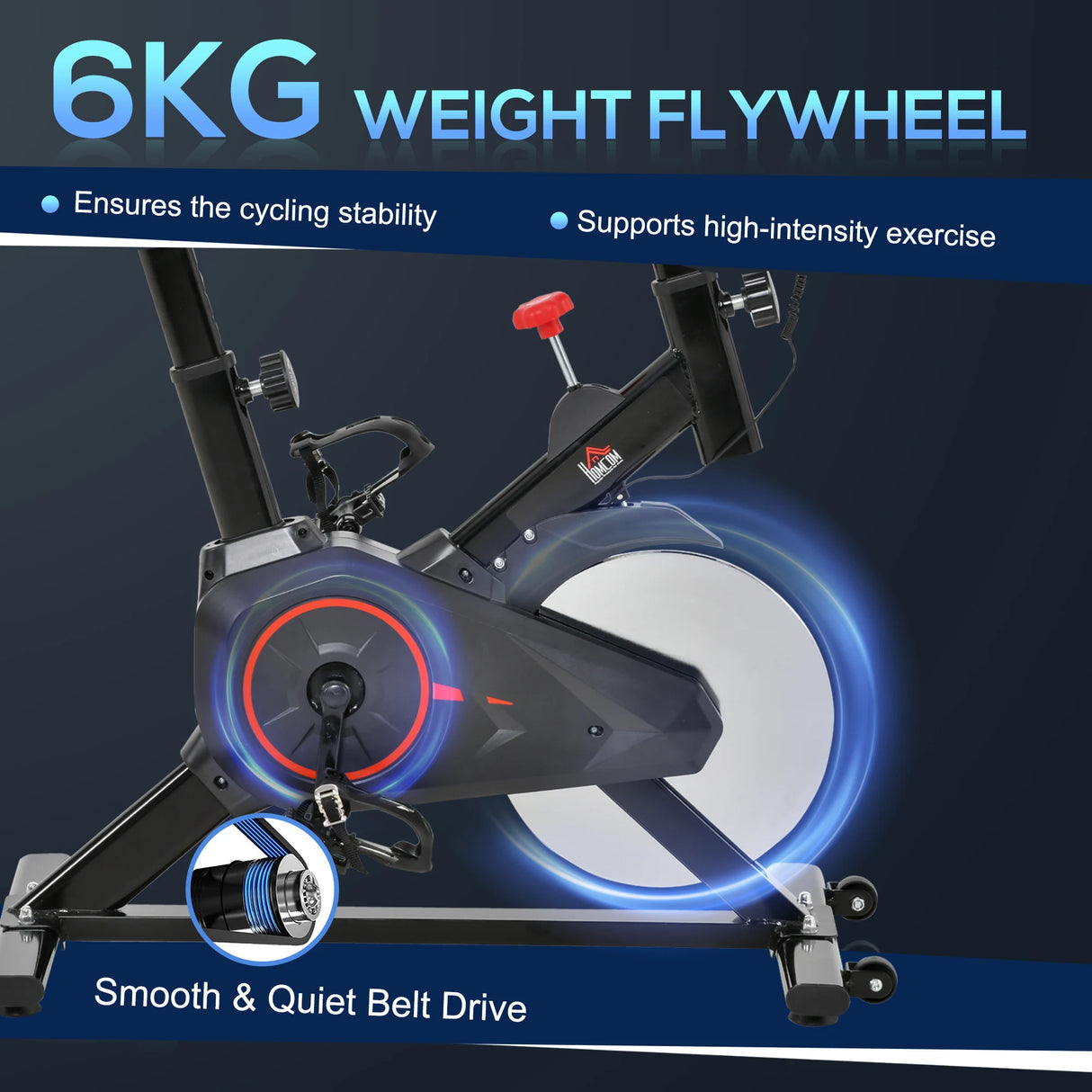 HOMCOM Indoor Upright Exercise Bike Machine, with Adjustable Seat, Resistance, Handlebar, LCD Display