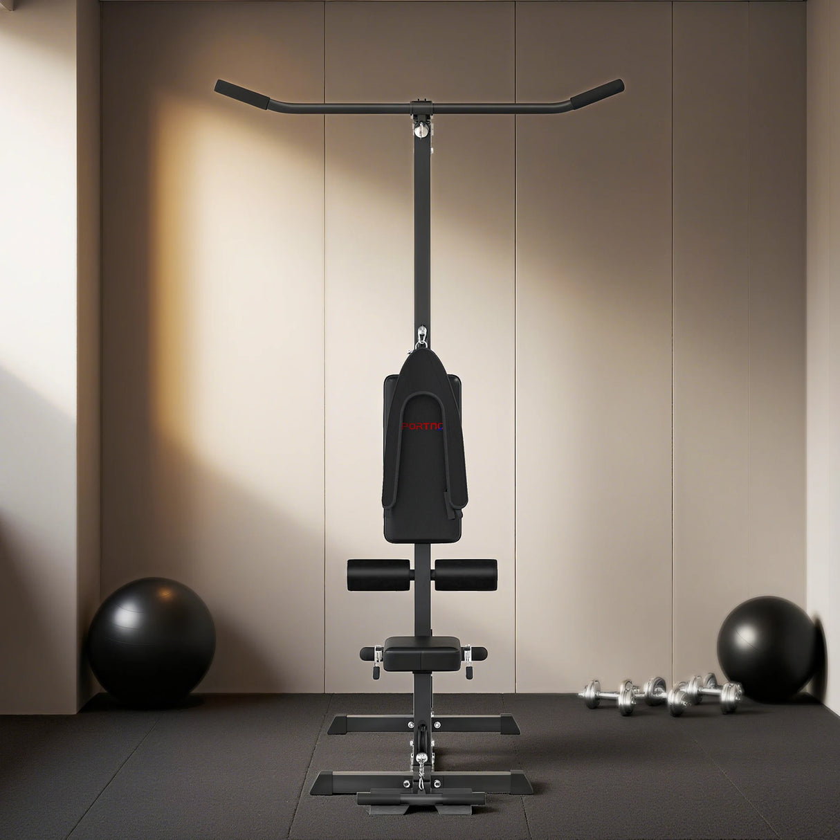 SPORTNOW Pull Up Station, Power Cage with Adjustable Seat, for Home Gym - Black