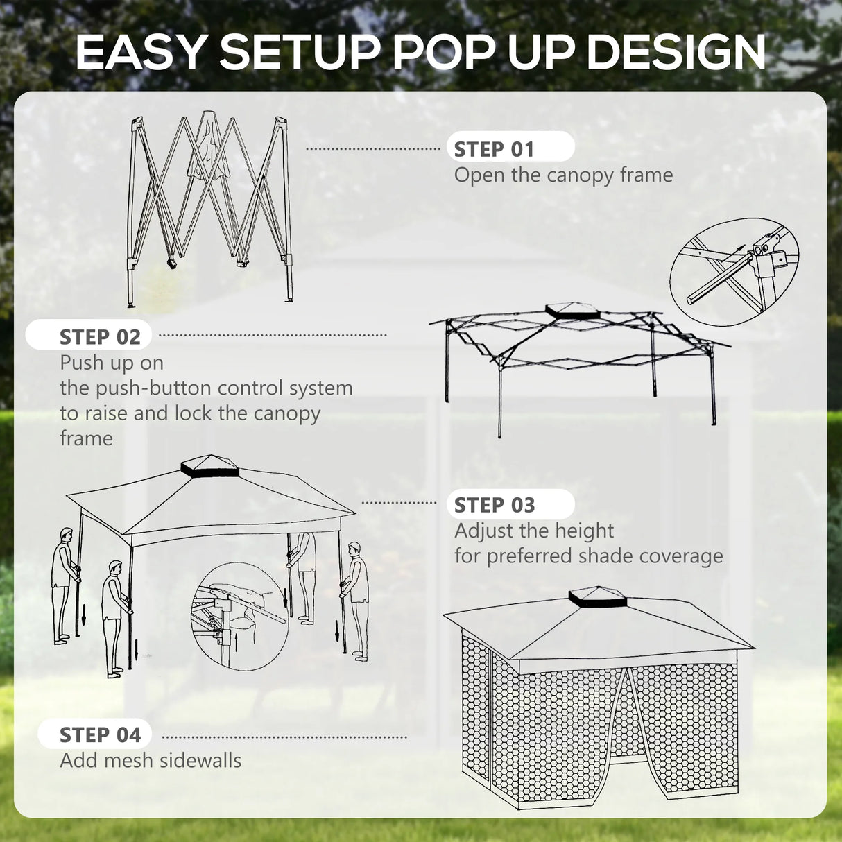 Outsunny 3 x 3(m) Pop Up Gazebo, Double-roof Garden Tent with Netting and Carry Bag, Party Event Shelter for Outdoor Patio, Dark Grey