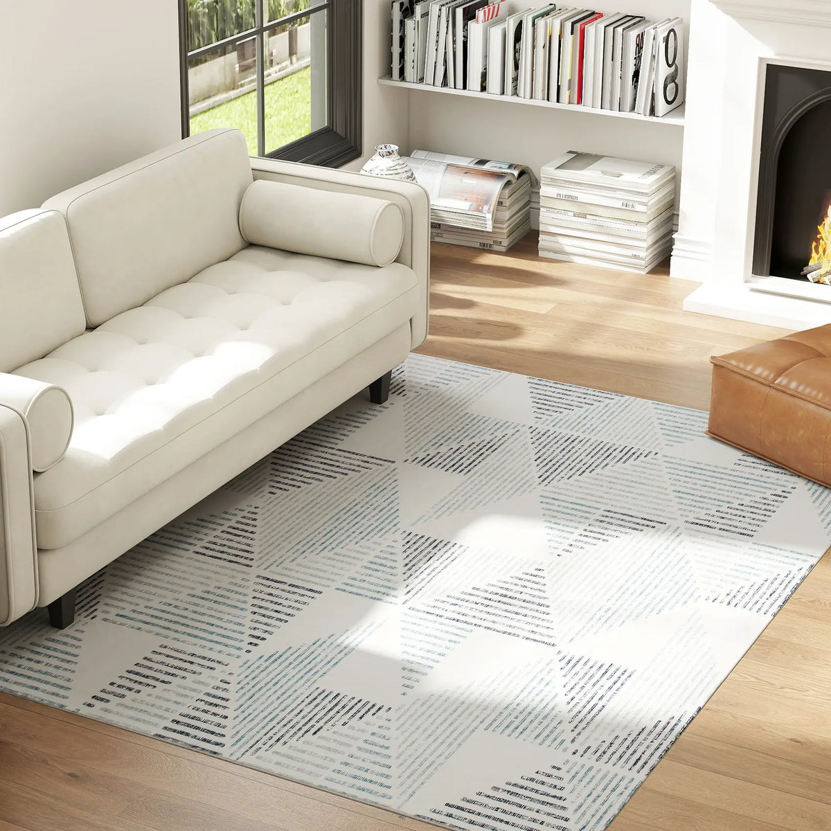 HOMCOM Modern Area Rug, Geometric Pattern Non-Slip Washable Rug, Soft Floor Carpet for Living Room, Bedroom, Dining Room, Home Office, 230 x 160 cm, Multi-Coloured