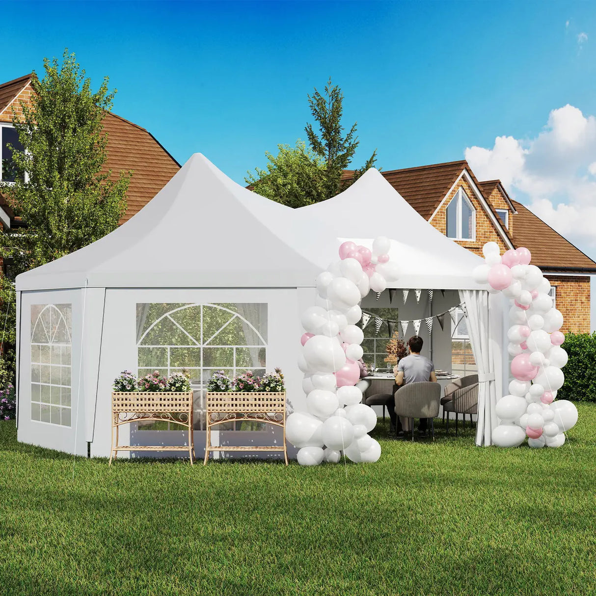 Outsunny 6.8 x 5m Octagonal Marquee Gazebo - White