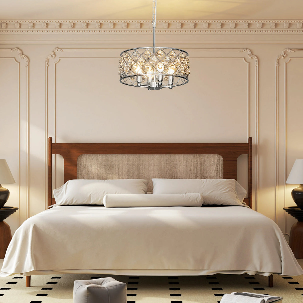 HOMCOM 51 Crystallite Four-Bulb Chandelier - Silver-Tone