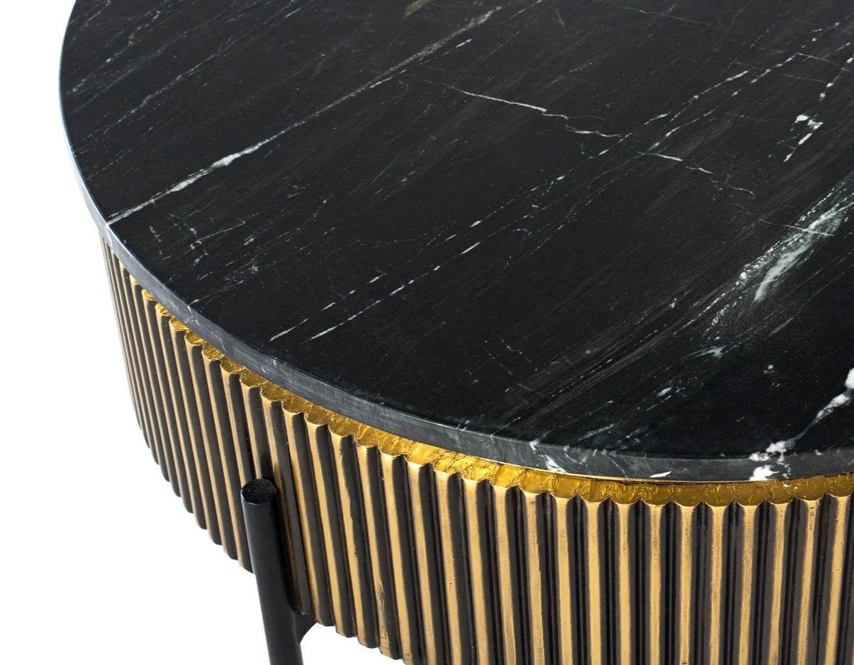 Giner and Colomer Coffee Table With Mango Wood, Marble & Bronze Finish