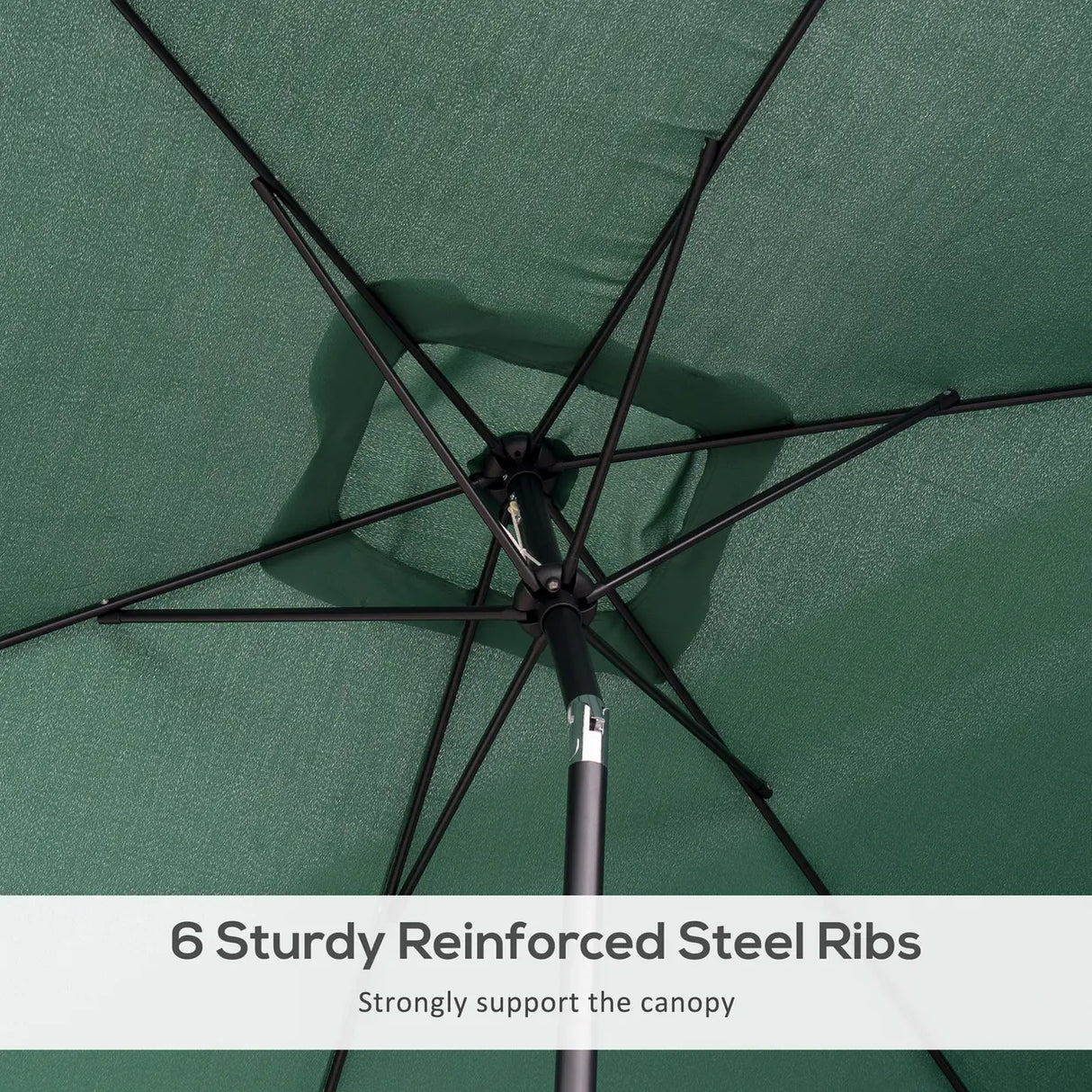 Outsunny 3x2m Patio Parasol Garden Umbrellas Canopy with Aluminium Tilt Crank Rectangular Sun Shade Steel, Green