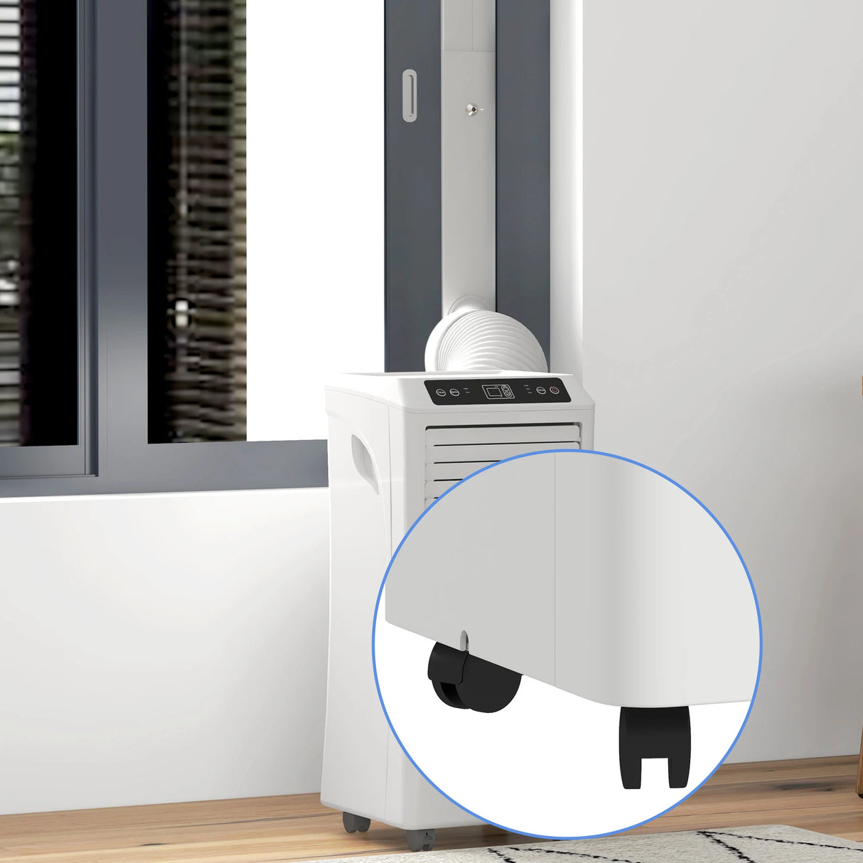 HOMCOM 9000 BTU Air Conditioning Unit, 3-in-1 Portable Air Conditioner, Dehumidifier, Cooling Fan with Remote Control, Digital Display, 2 Speeds, 24H Timer, Window Venting Kit, 28m2