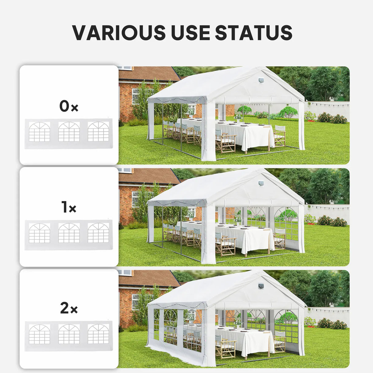 Outsunny 6 x 4 m Party Tent, Heavy Duty Gazebo Canopy with Windows, Outdoor Party Wedding Tent with 4 Removable Sidewalls