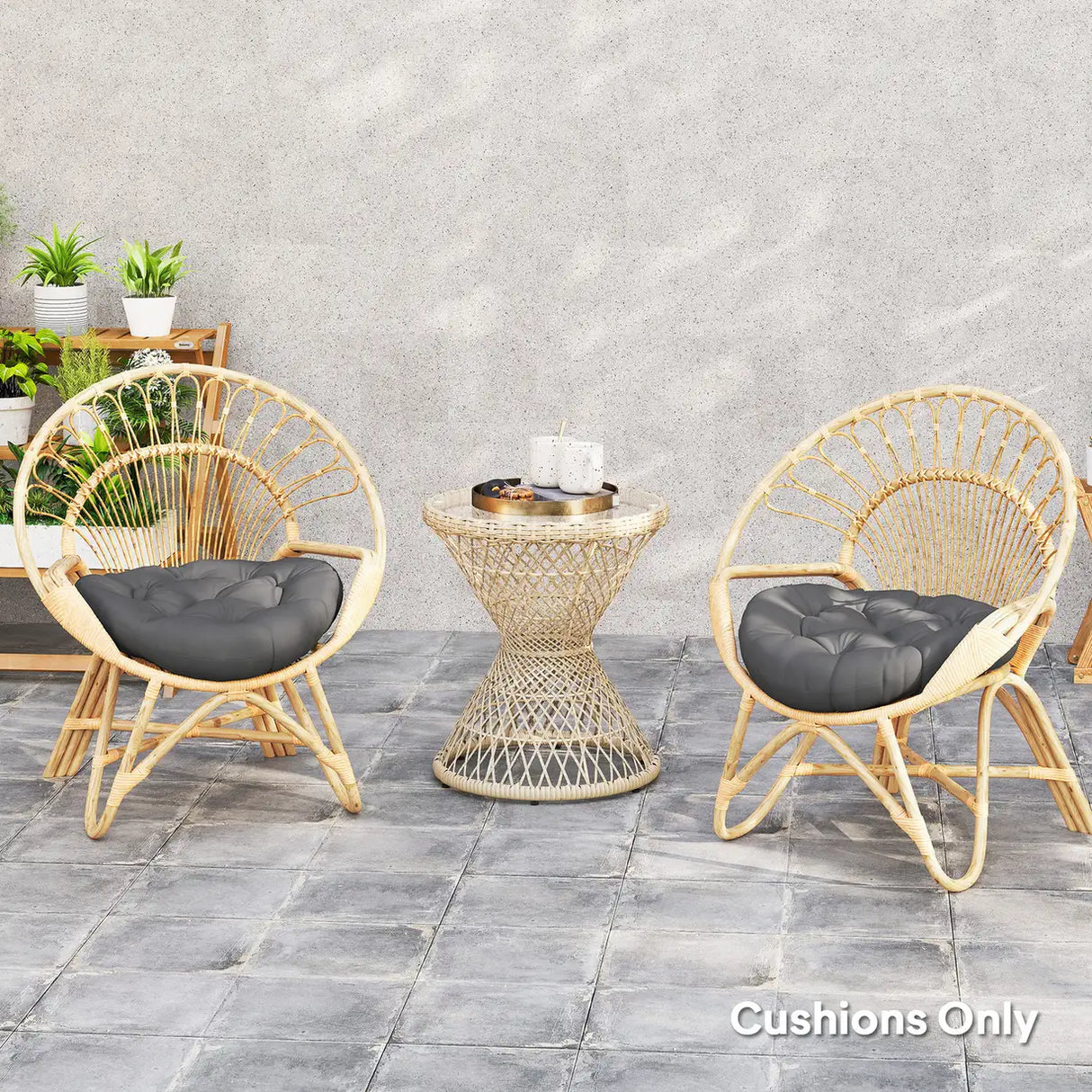 Outsunny Set of Two 60cm Outdoor Cushions - Dark Grey