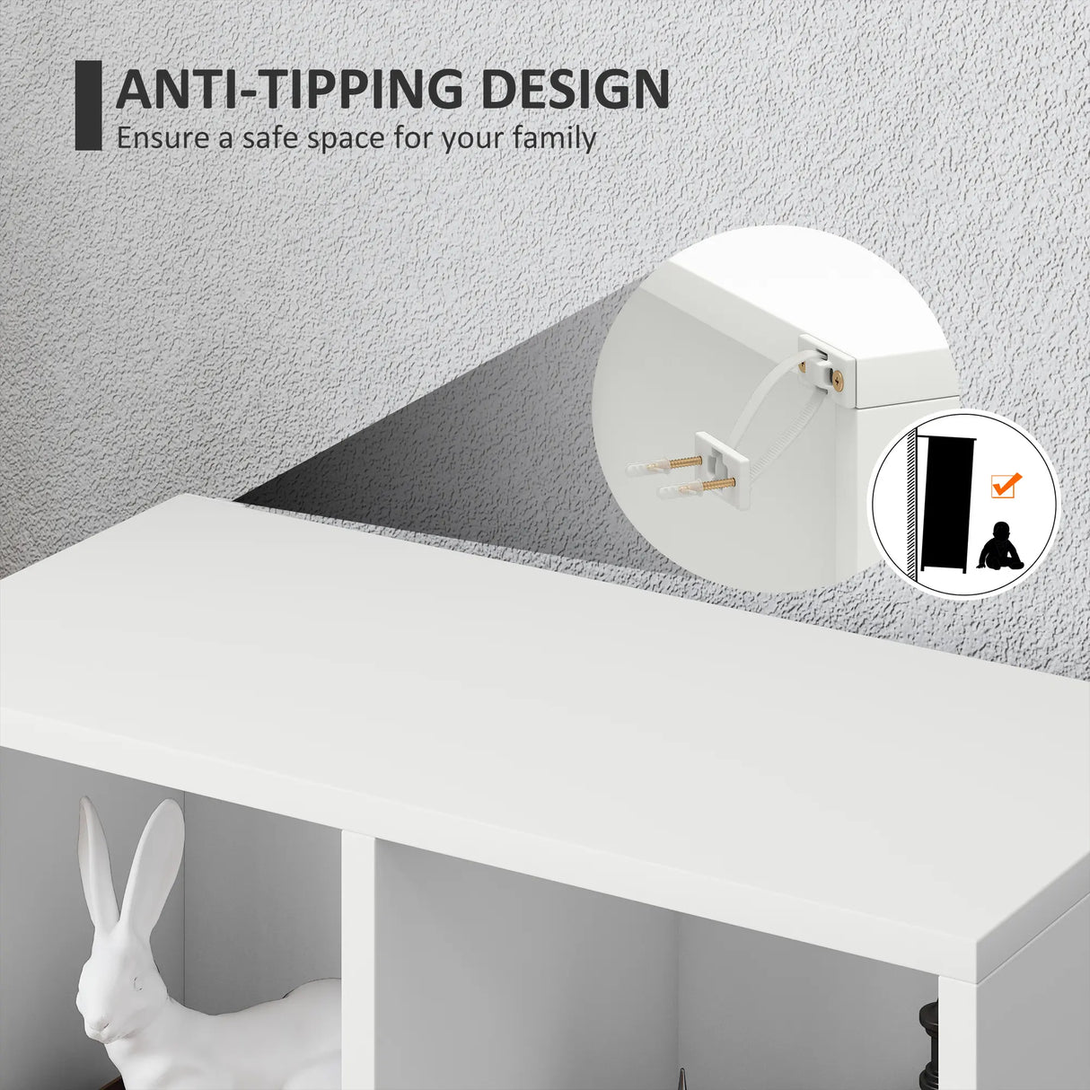 HOMCOM 2-Tier Bookshelf with 5 Compartments - White