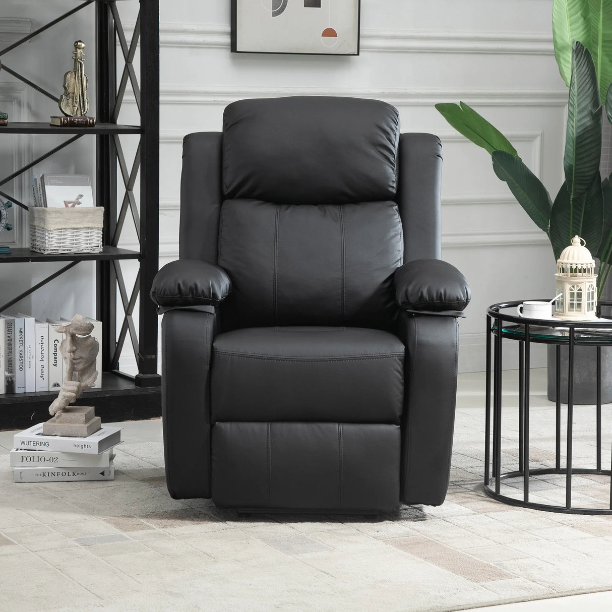 HOMCOM Riser and Recliner Chair with Massage, Power Lift Recliner Chair for Elderly with Remote Control, Extended Footrest, Dual Side Pockets, Overstuffed Electric Reclining Armchair, Black