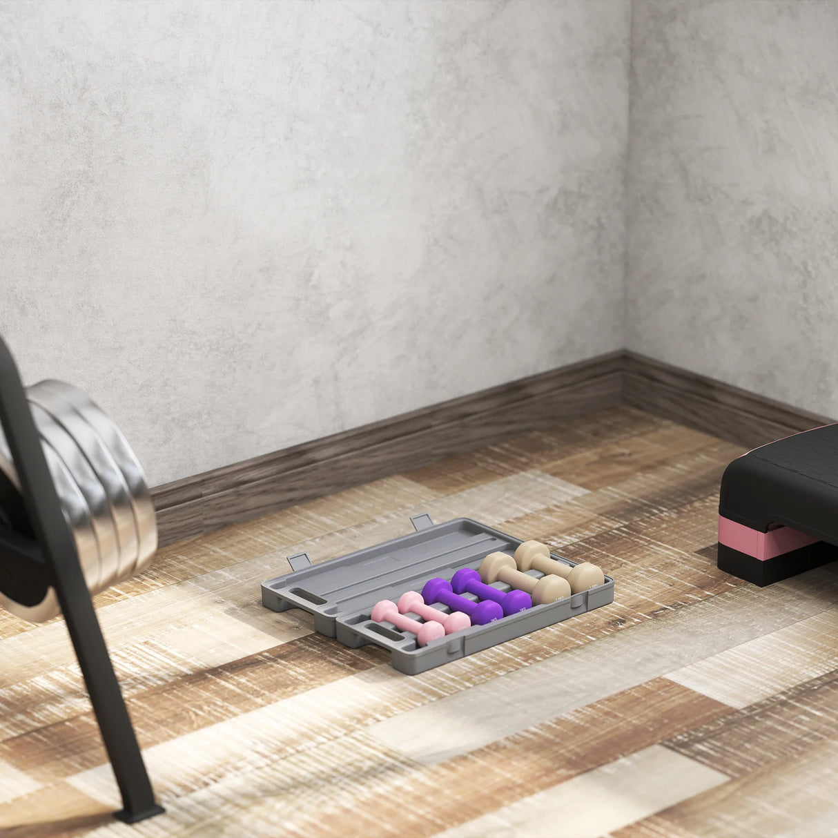 HOMCOM 6Kg Dumbbell Set, Fitness Weight Set for Men and Women, Home Gym Workout, Pink, Purple, Brown