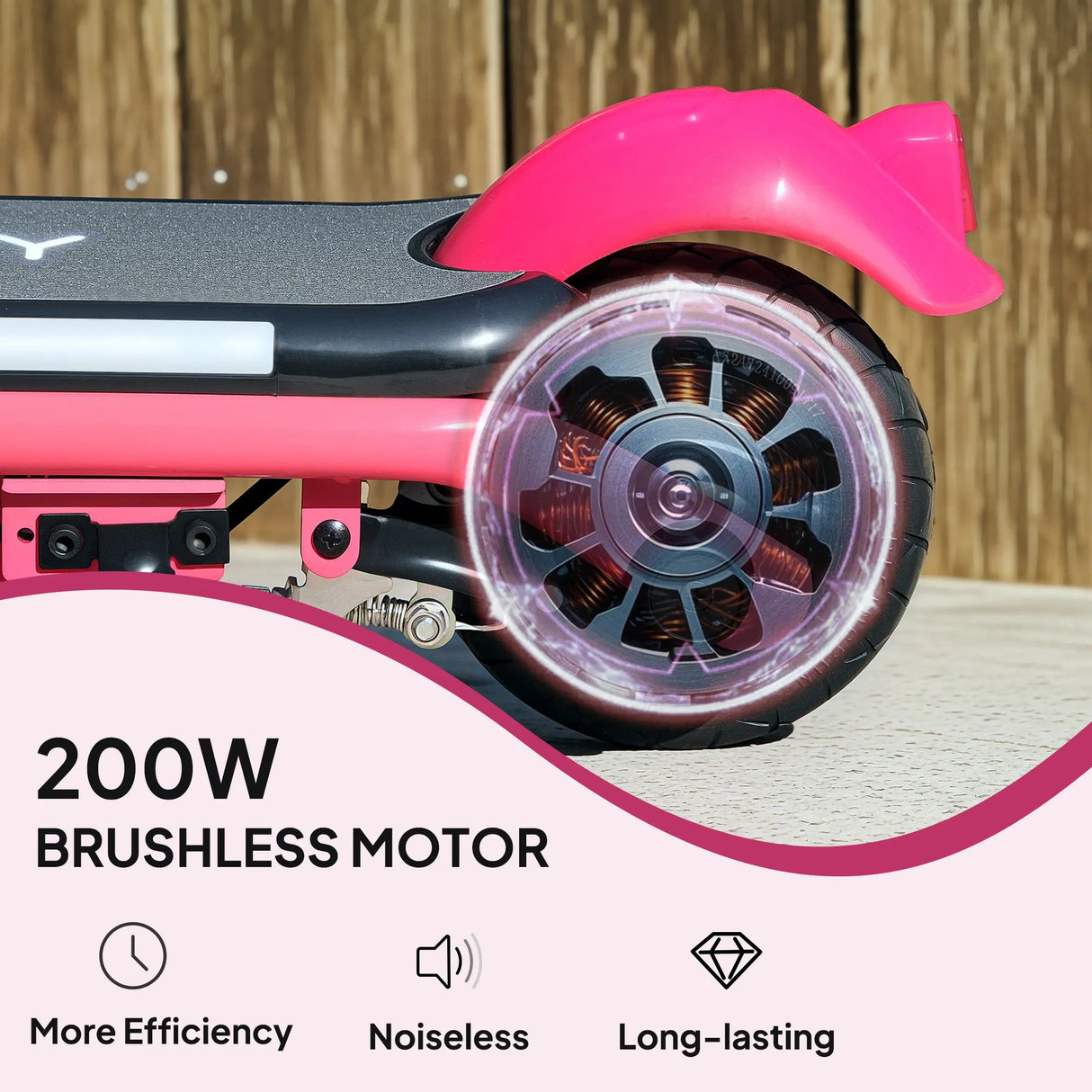 AIYAPLAY Electric Scooter for Kids Aged 6-14 Years, with Colourful Lights, Pink