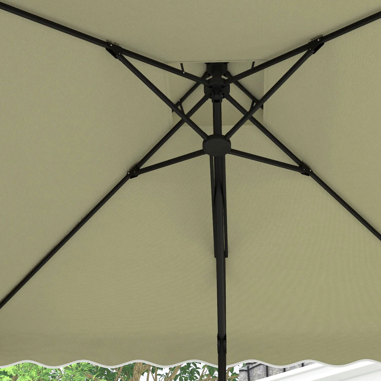 Outsunny 2.5m Square Double Top Garden Parasol Cantilever Umbrella with Ruffles, Beige