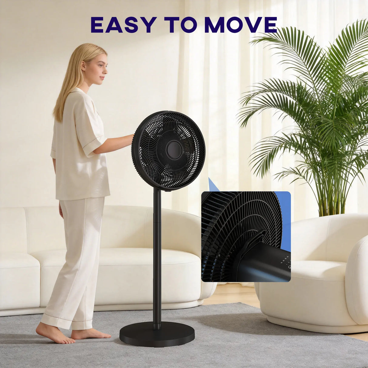 HOMCOM 40 cm Standing Fan, Cooling Floor Fan with 80 Oscillating, Adjustable Tilt and Height, 4 Speed, Remote Control, Black