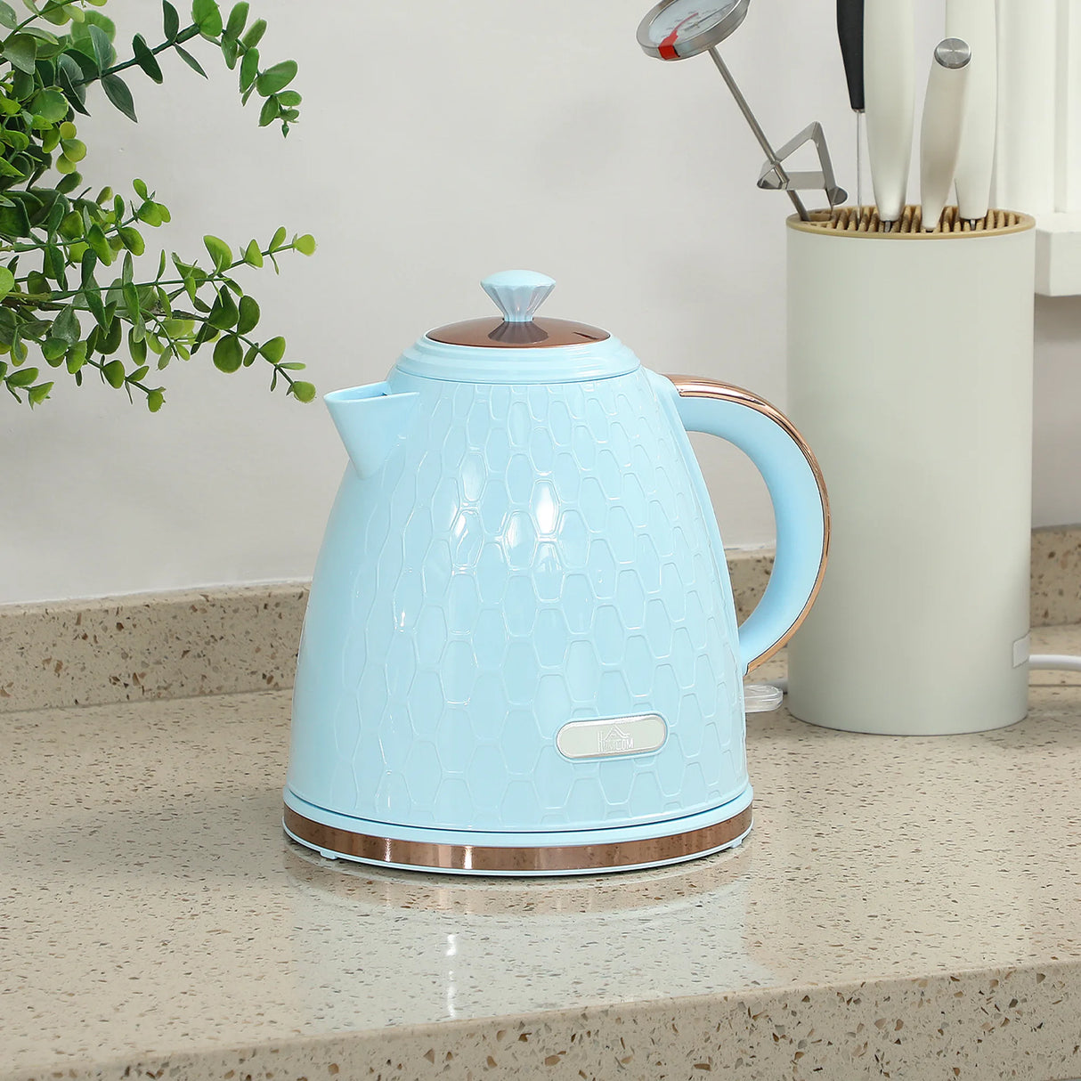 HOMCOM 3kW Rapid Boil Honeycomb Kettle - Light Blue