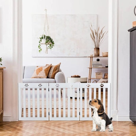 3 Panels Folding Pet Gate-White
