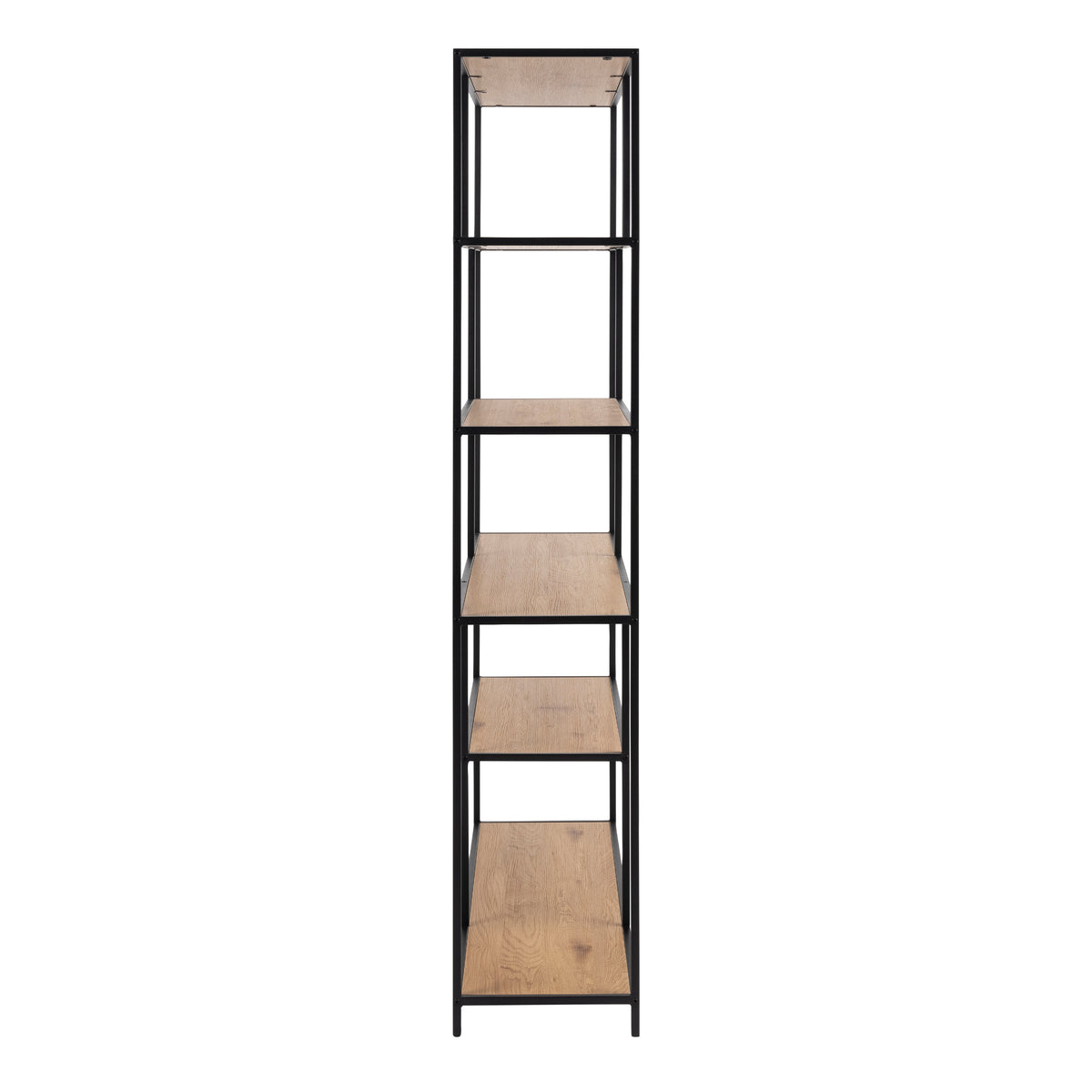 Seaford Bookcase with 1 Drawer and 5 Shelves in Black and Oak