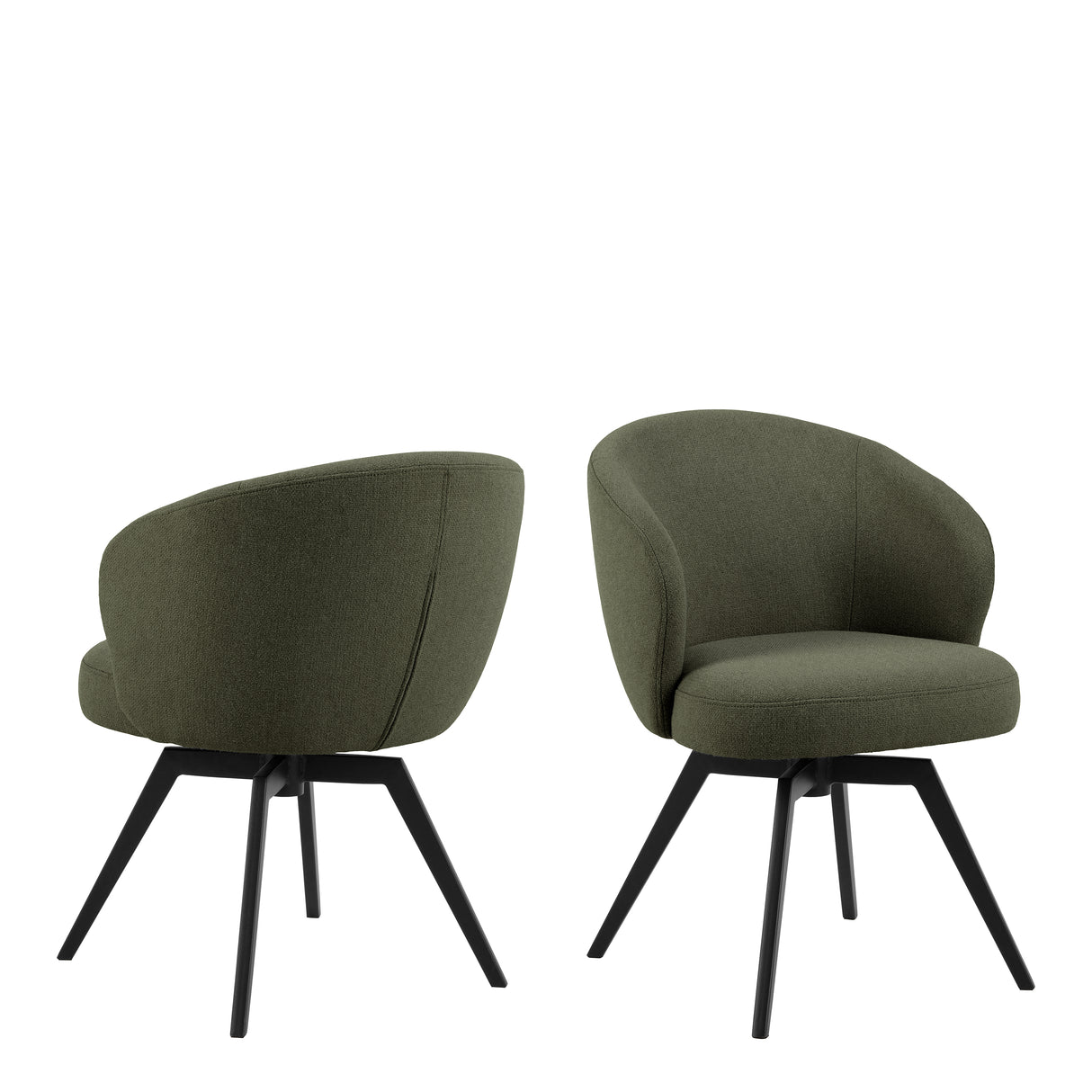 Darlene Dining Chair with Armrest and Swivel Function in Green