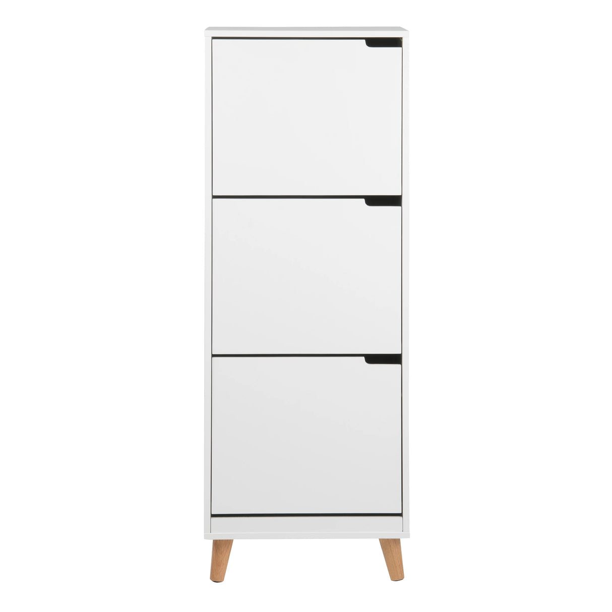 Mitra Shoe Cabinet with 3 Flip Down Doors in White