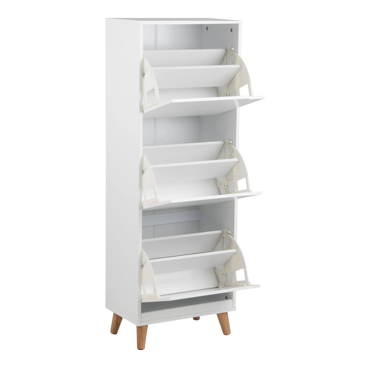 Mitra Shoe Cabinet with 3 Flip Down Doors in White