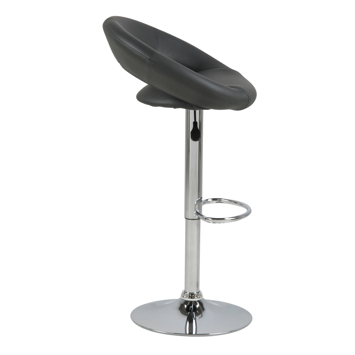 Plump Dark Grey Swivel Bar Stool with Open Back