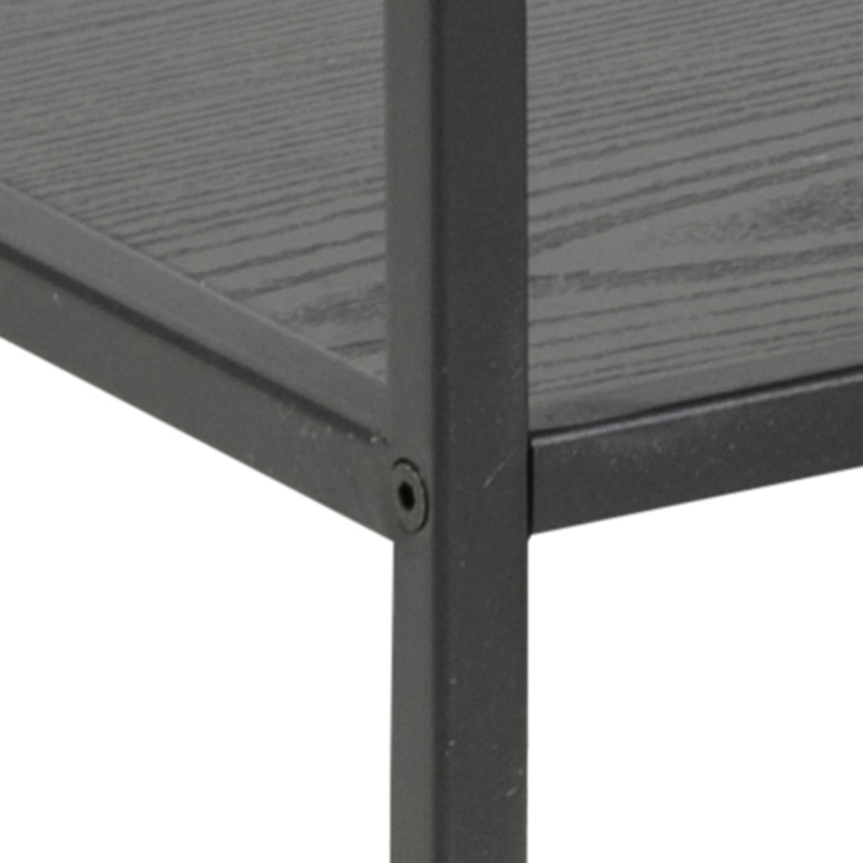 Seaford Wide Bookcase in Black with Oak Shelves