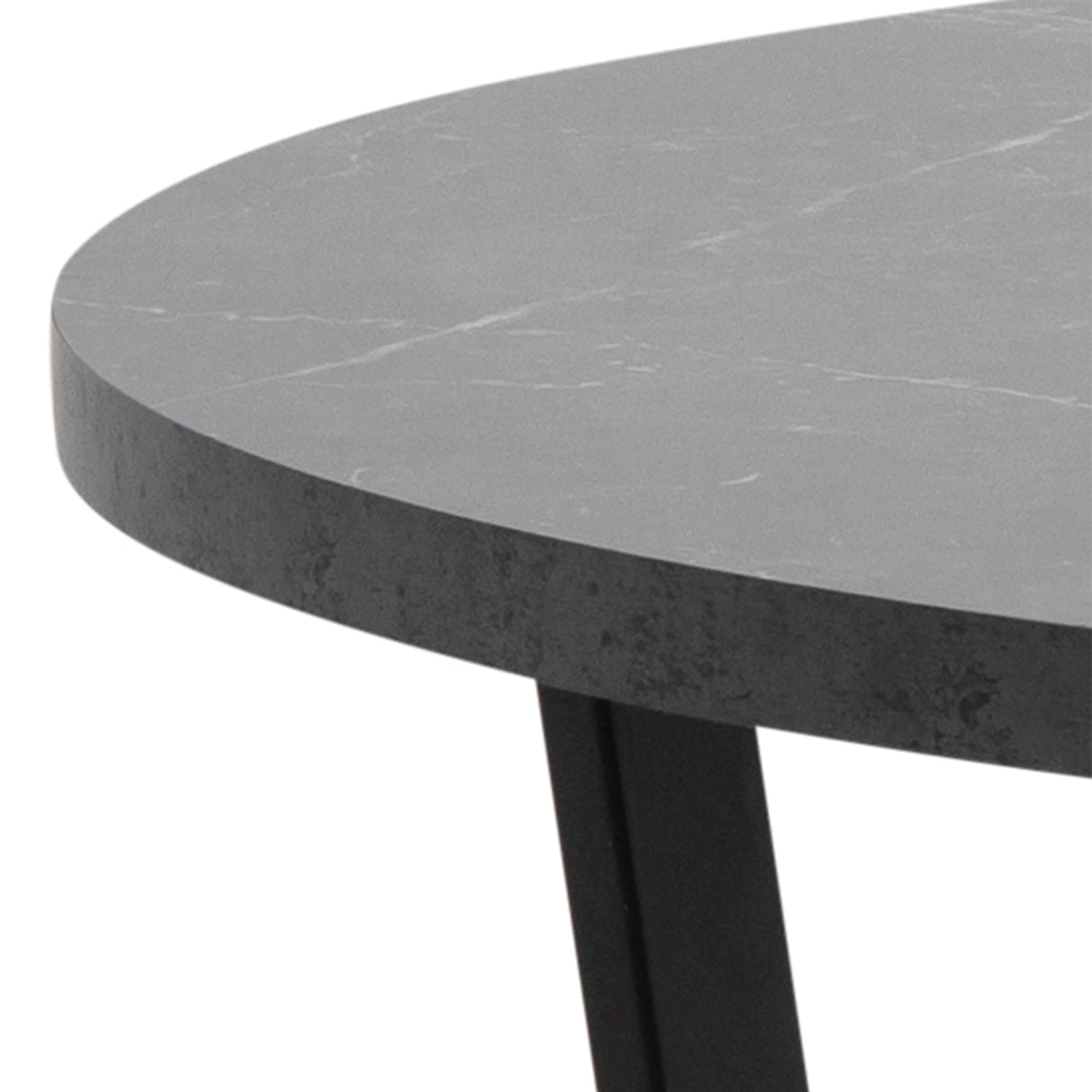 Amble Round Dining Table with Black Marble Melamine Top & Black Legs 110x75cm