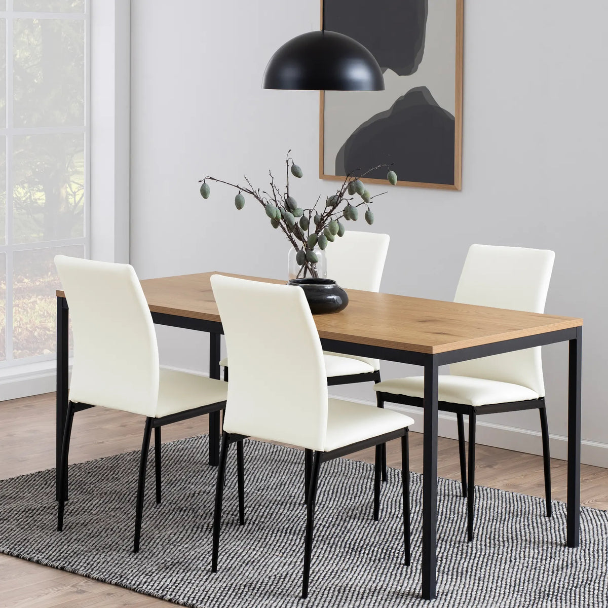 Seaford Dining Table in Black & Oak 160x74cm