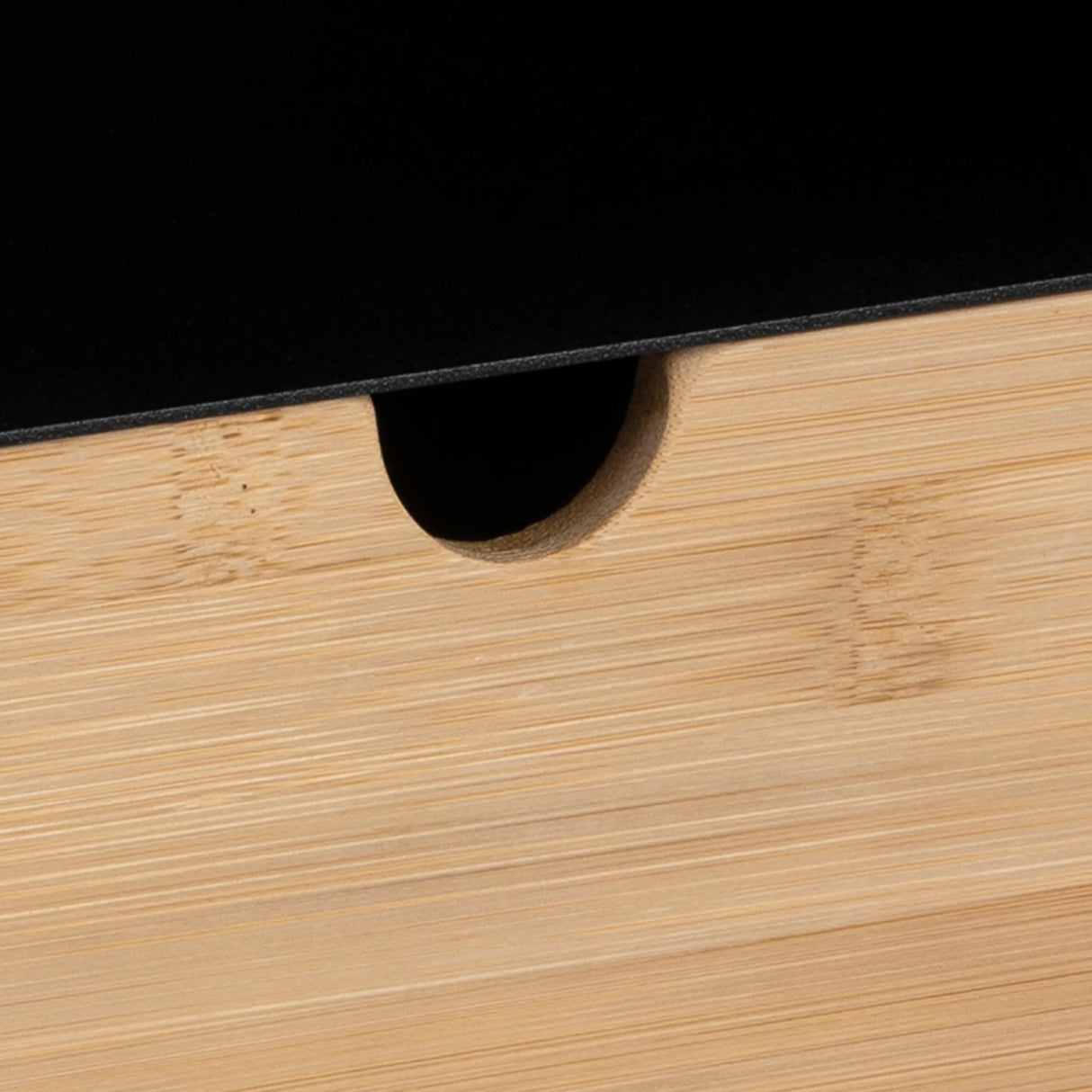 Joliet 1 Drawer Wall Mounted Bedside Table in Black and Bamboo
