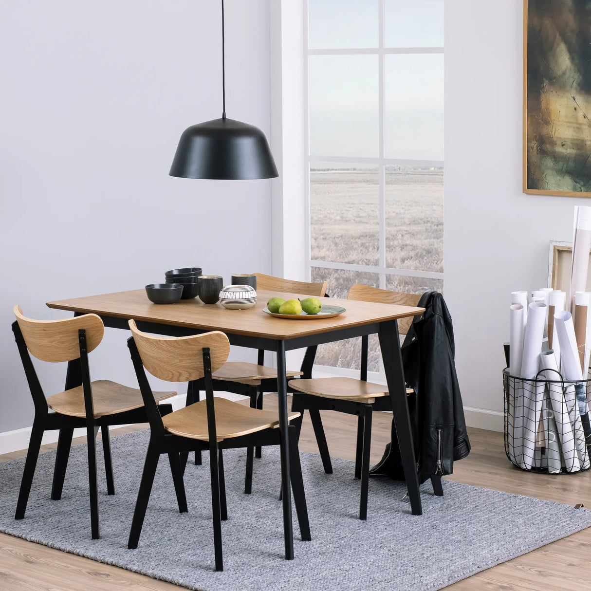 Roxby Dining Table in Oak & Black 120x76cm