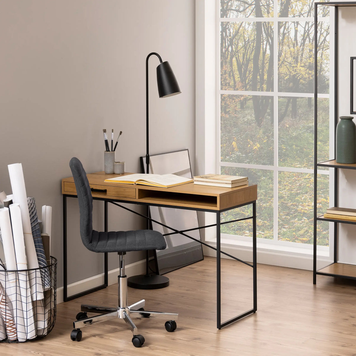 Seaford Desk with 1 Drawer in Oak