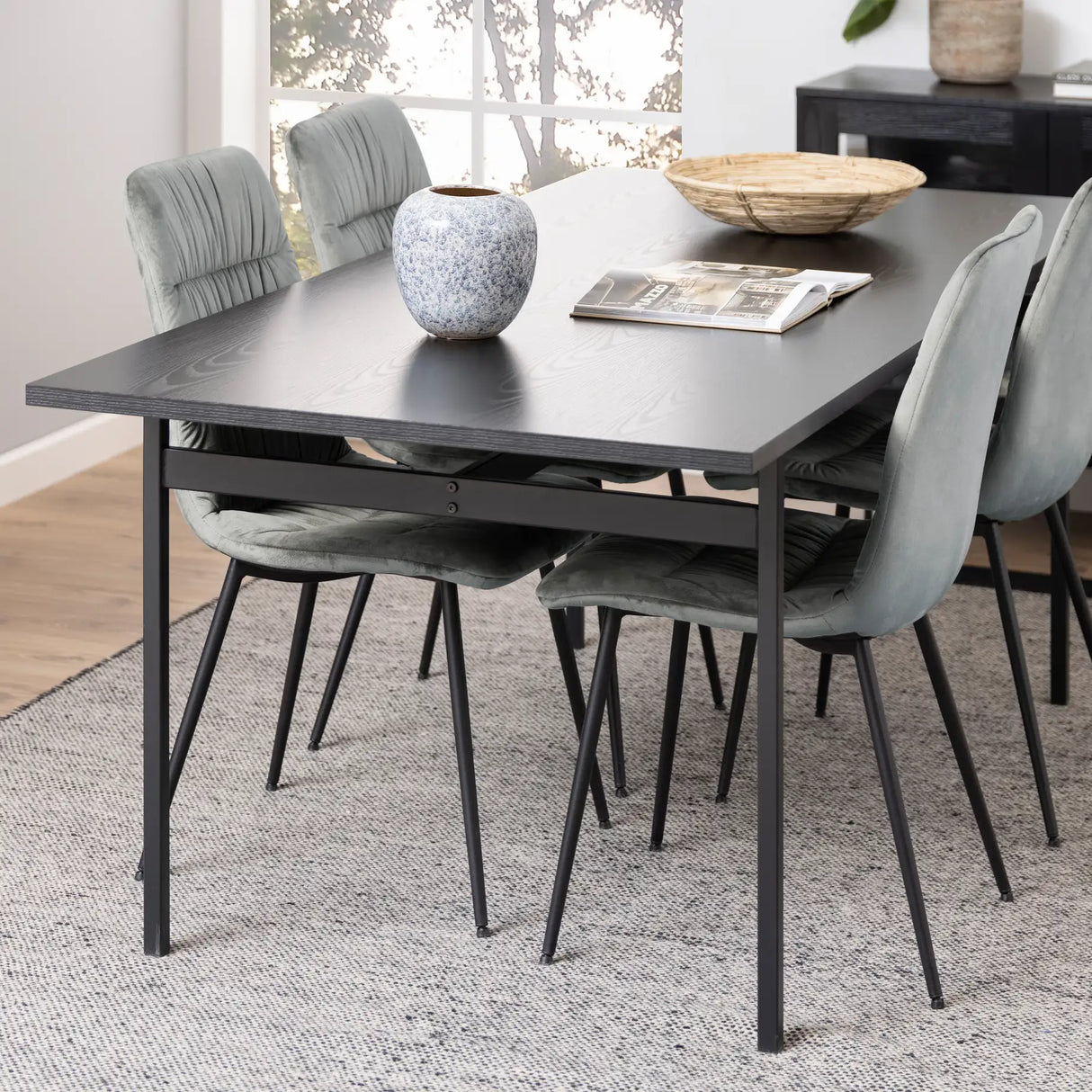 Angus Dining Table in Black 200x74cm
