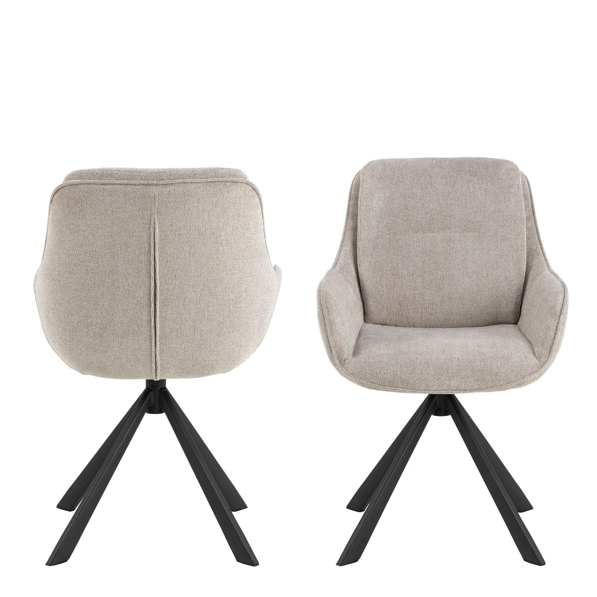 Angus Dining Table in Black includes 4 Carrie Swivel Dining Chair in Sand