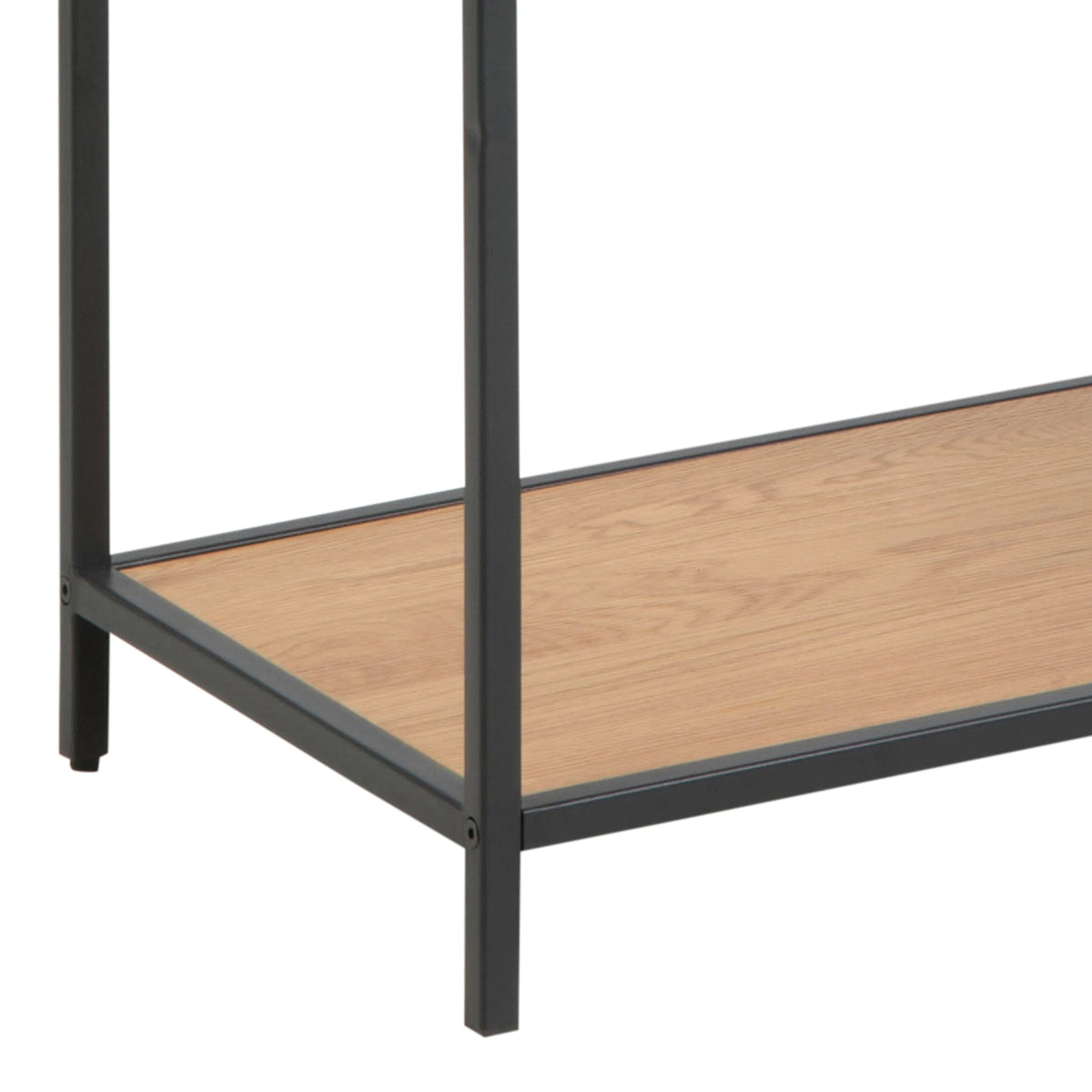 Seaford Tall Black Metal Bookcase with 5 Shelves in Oak