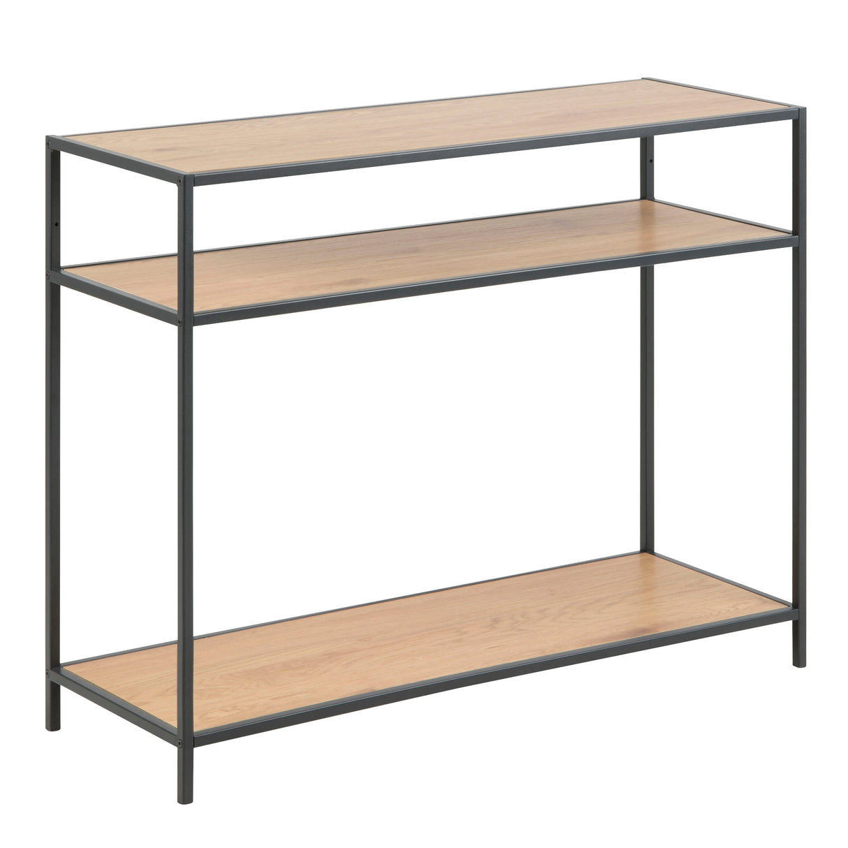 Seaford Console Table, 2 Shelves in Black and Oak