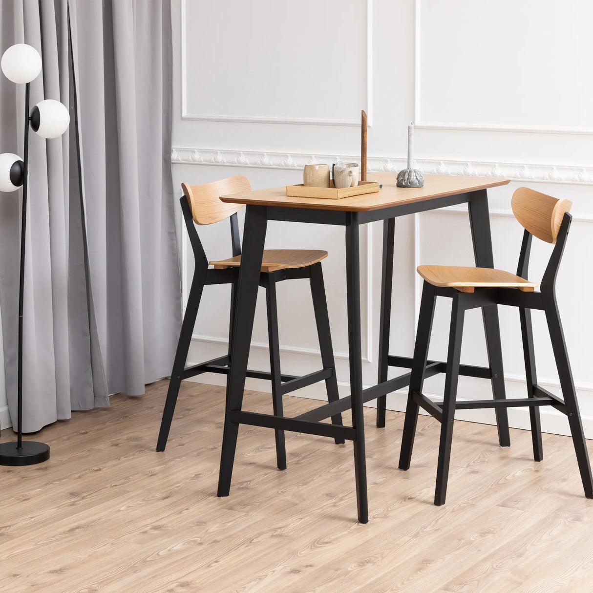 Roxby Bar Table in Oak & Black